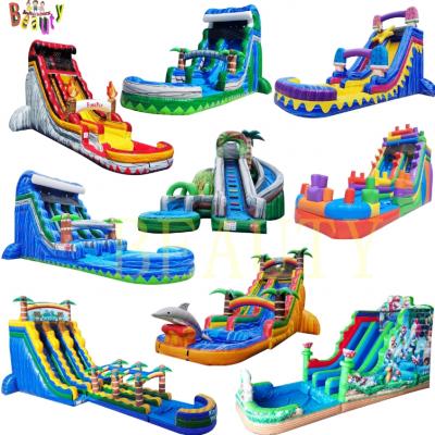 Manufacturer cheap commercial inflatable slide waterslide with pool